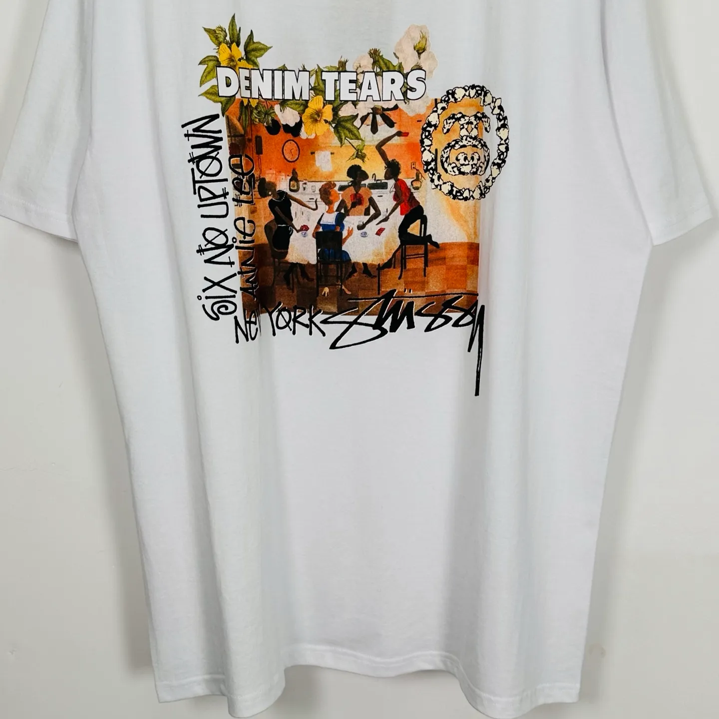 DT short-sleeved STUSSY X DENIM joint model SS25 TEARS ANNIE LEE TEE white S- XL