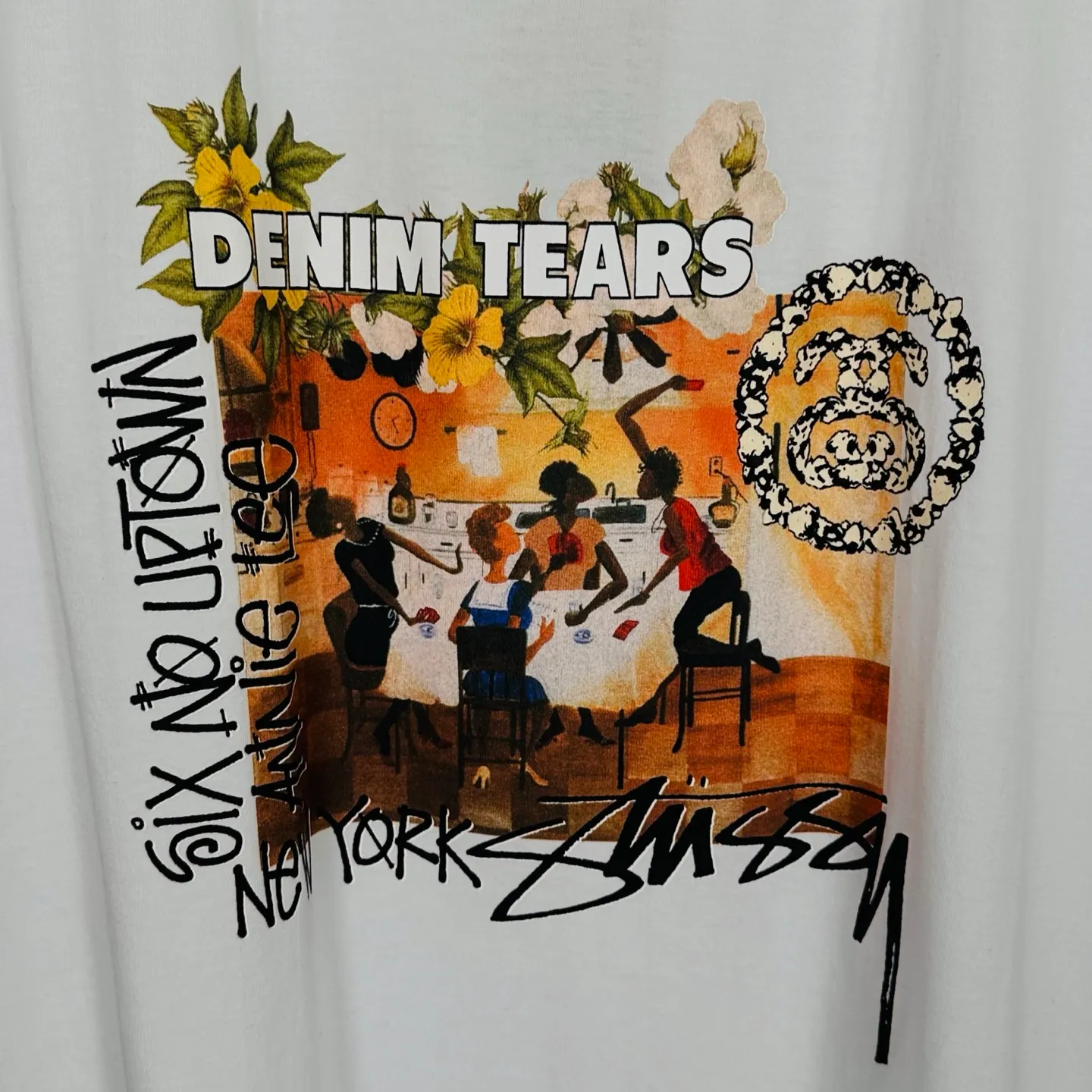 DT short-sleeved STUSSY X DENIM joint model SS25 TEARS ANNIE LEE TEE white S- XL