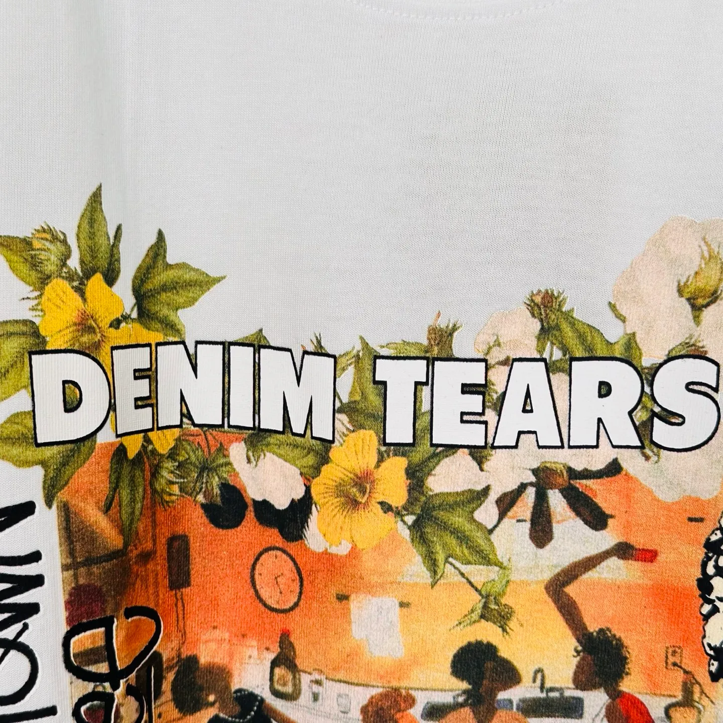 DT short-sleeved STUSSY X DENIM joint model SS25 TEARS ANNIE LEE TEE white S- XL