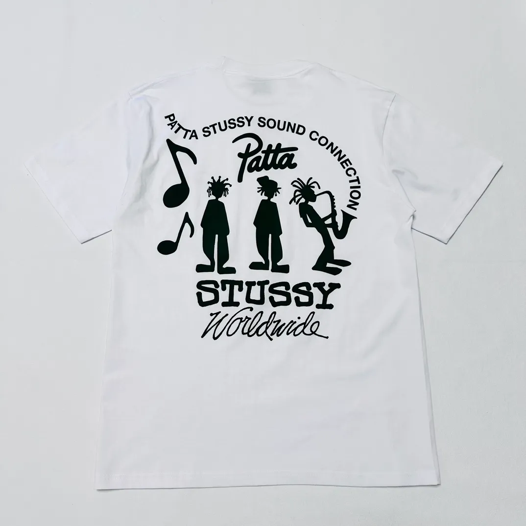 STUSSY X PATTA joint model SS24 TEE musician T-shirt black and white S-XL