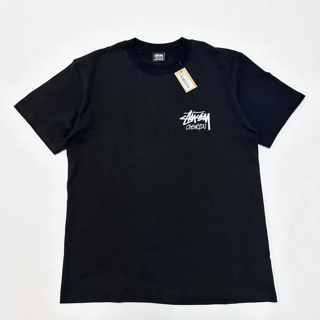 Chengdu limited TEE STUSSY FW24 CHENGDU TEE classic words Chengdu limited short sleeves black and white S-XL