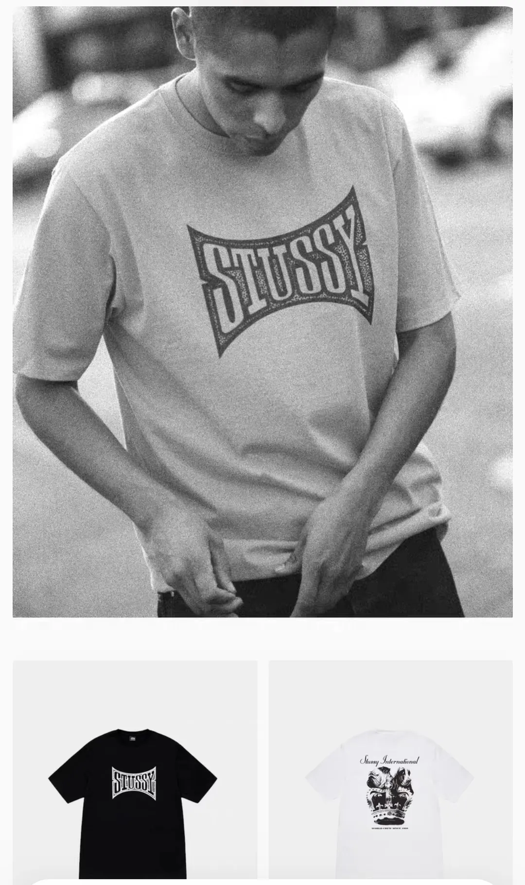 ZP Pattern: Curved hand-painted graffiti STUSSY letters, the background is an irregular dot print similar to the surface of a basketball, the official 25SS spring and summer main model, the upper body is very good-looking!  Replacement order and return of goods! Champion flag T-shirt STUSSY FW24 CHAMPION TEE black and white S-XL