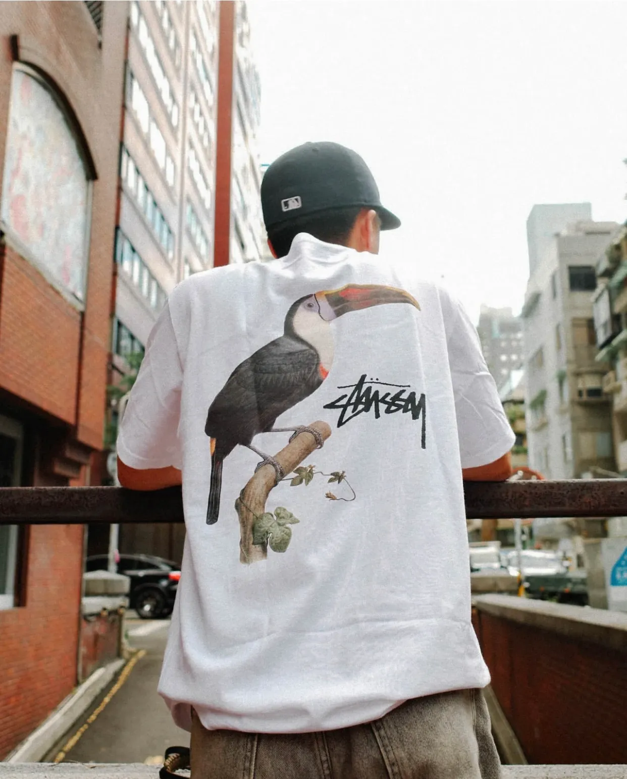 Spot goods! STUSSY SS24 Animal Series TOUCAN TEE Toucan T-shirt Black and White S-XL