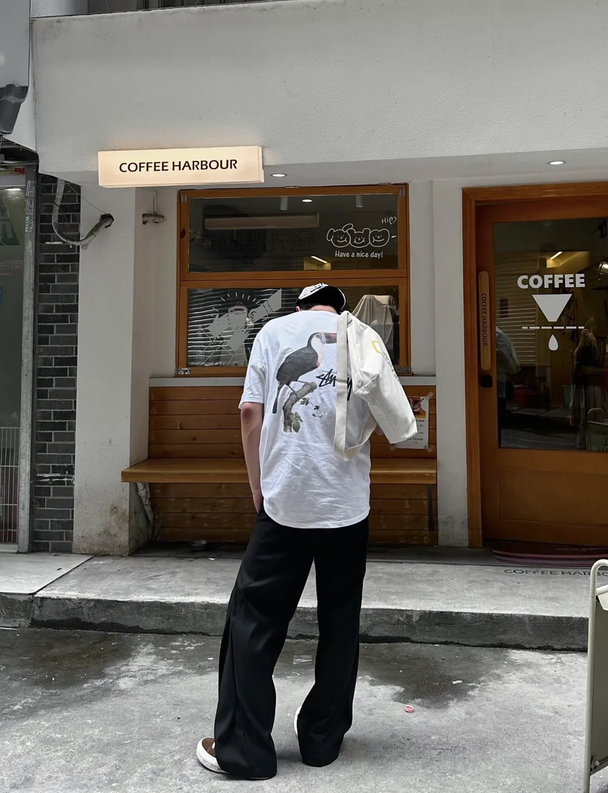 Spot goods! STUSSY SS24 Animal Series TOUCAN TEE Toucan T-shirt Black and White S-XL