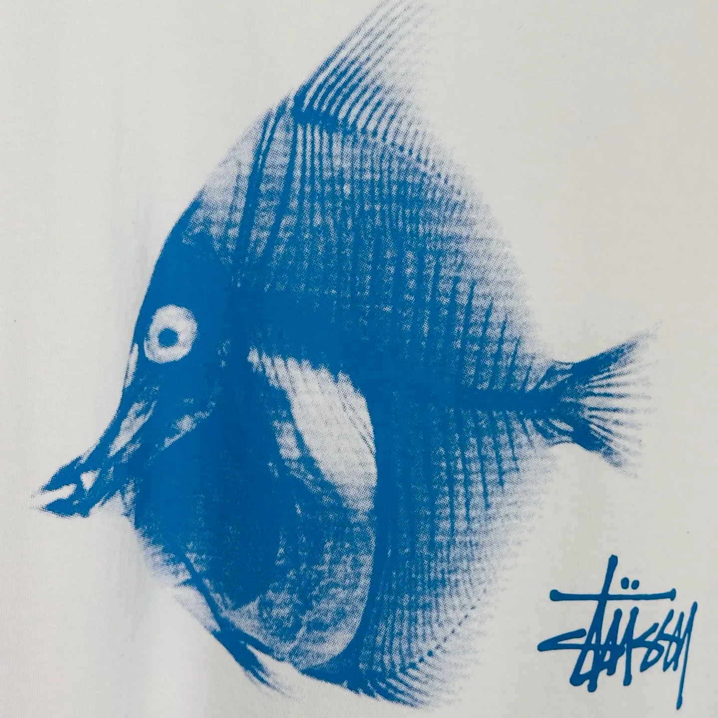 Fishbone T-shirt STUSSY SS25 X-RAY FISHIN TEE Fish X-ray printed pattern short sleeves black and white S- XL