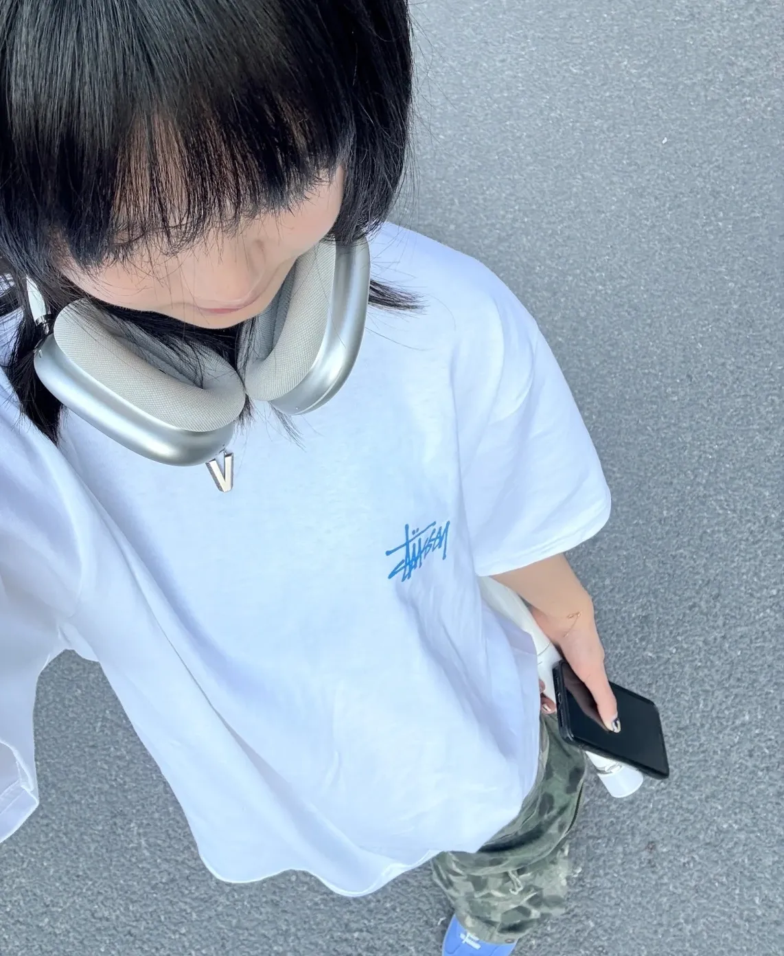 Fishbone T-shirt STUSSY SS25 X-RAY FISHIN TEE Fish X-ray printed pattern short sleeves black and white S- XL
