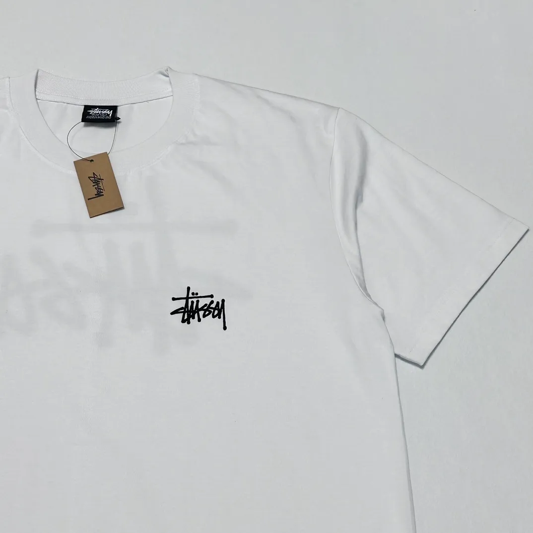 Spot goods! Stussy SS24 Basic StÜssy Tee classic letter Logo printed short-sleeved T-shirt couple style black and white dark blue S-XL