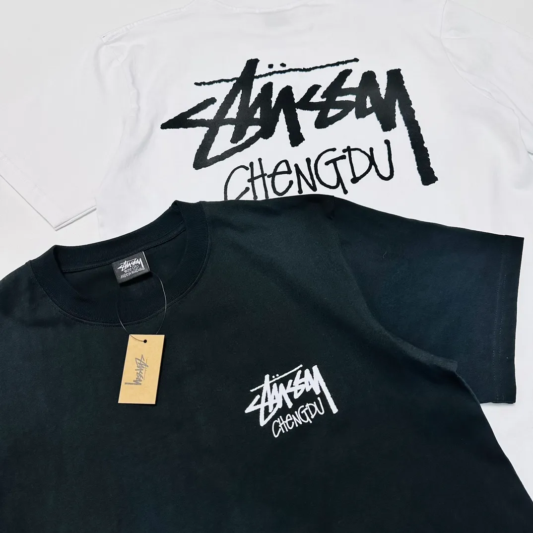 STUSSY FW24 CHENGDU TEE Classic Chengdu limited short-sleeved TEE black and white S-XL