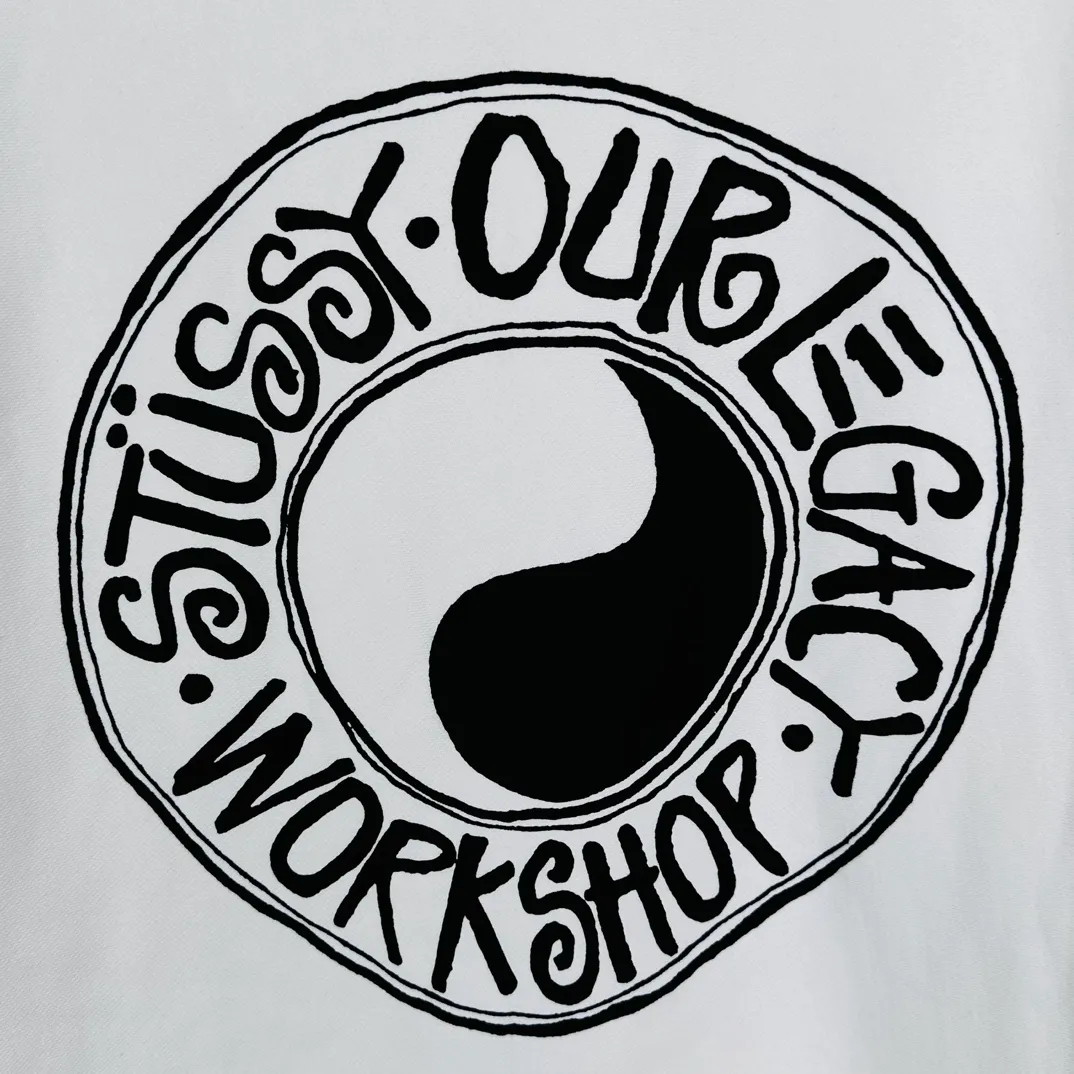 Tai Chi hoodie Stussy x OUR LEGACY joint model FW24 WORK SHOP BUANA HOODIE PIGMENT DYED yin and yang pattern logo sweatshirt black and white S- XL