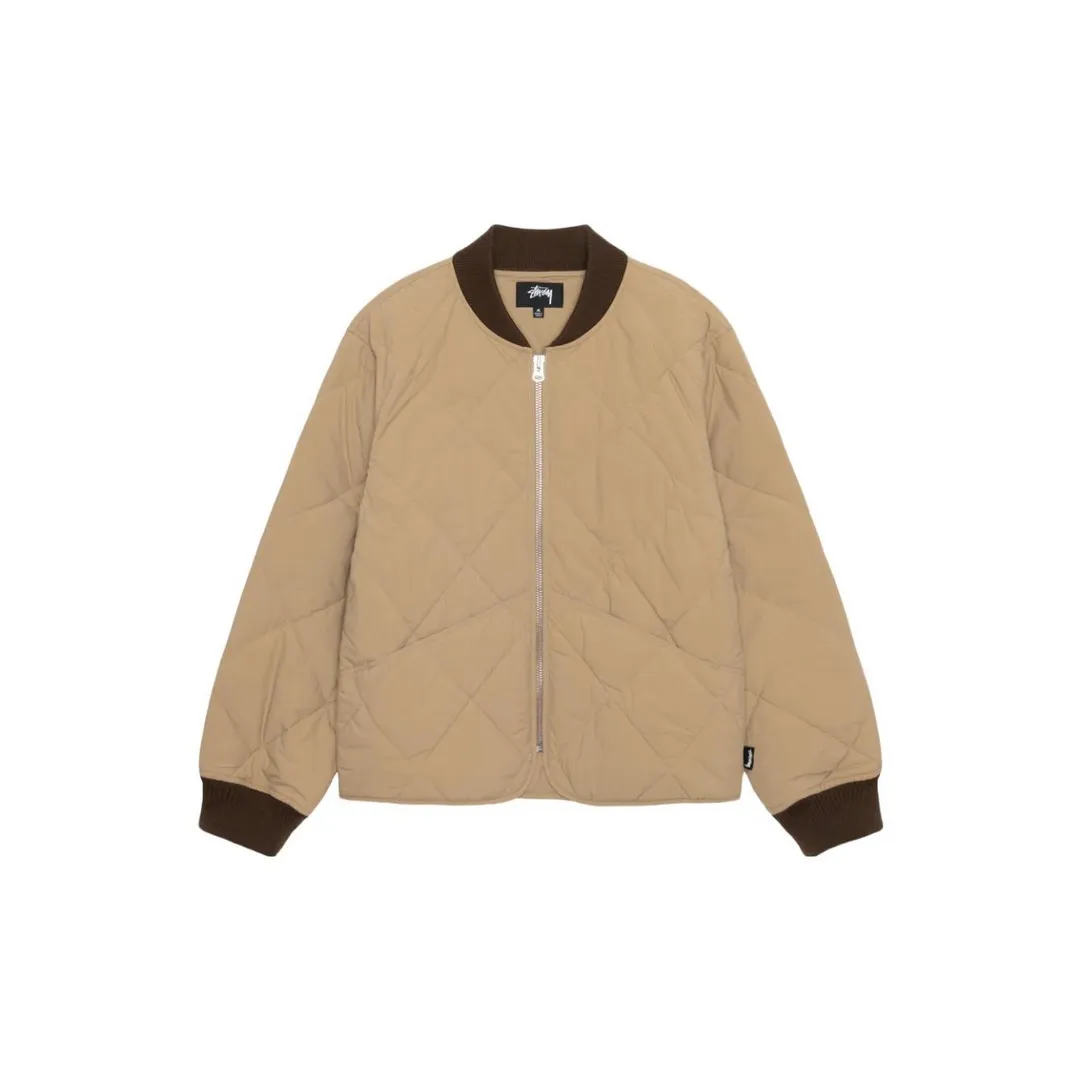 STUSSY 23FW 🎱 BALL QUILTED LINER JACKET Black 8 billiard zipper cotton coat/jacket Size: Black S M Khaki M L XL