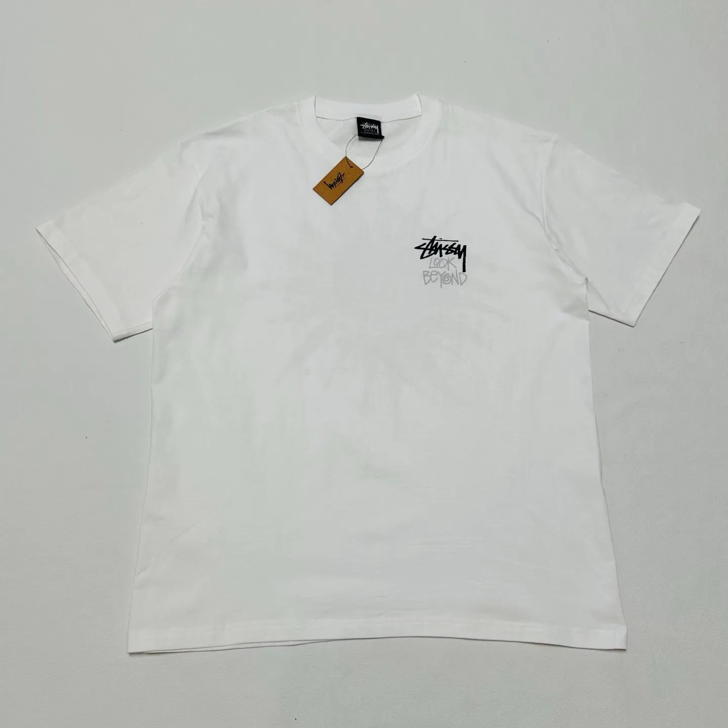 Sun T-shirt STUSSY SS25 LOOK BEYOND TEE PIGMENT DYED Double S sun short-sleeved TEE black and white S- XL