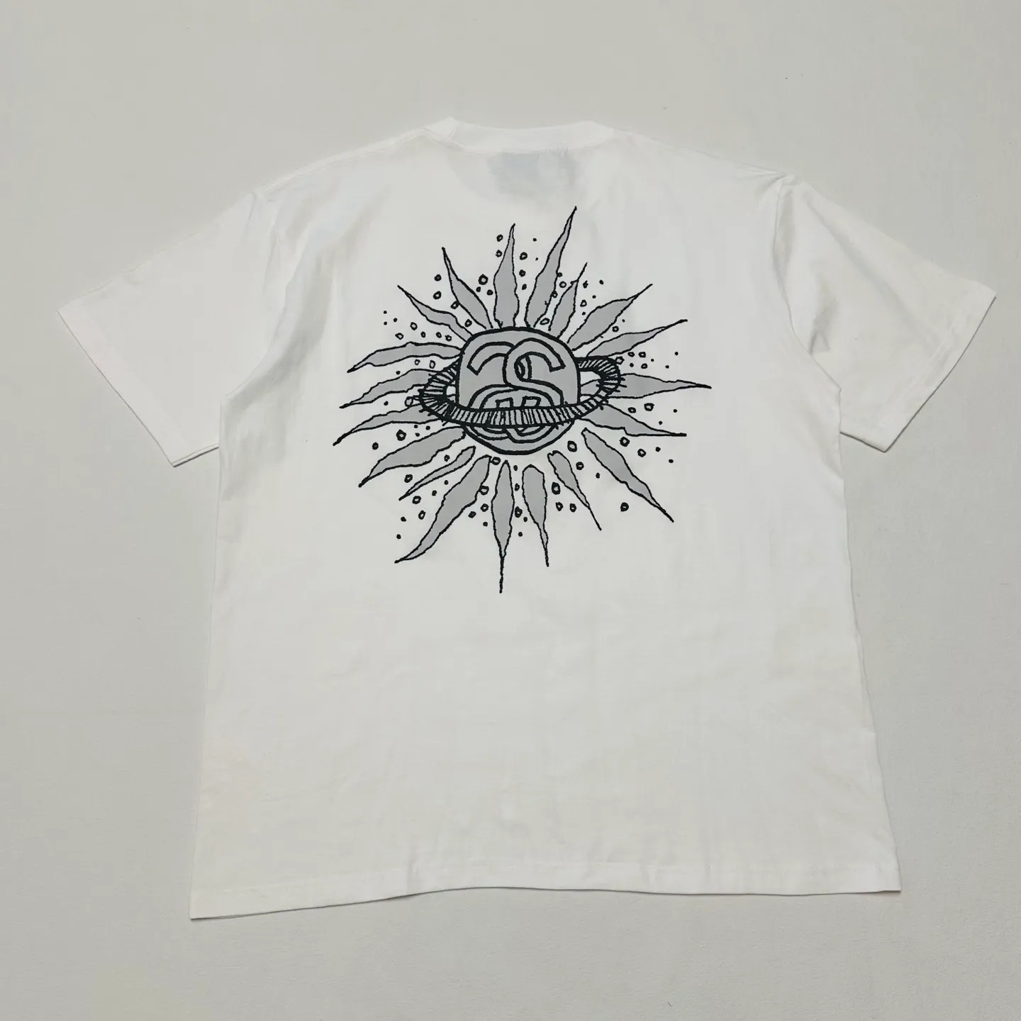 Sun T-shirt STUSSY SS25 LOOK BEYOND TEE PIGMENT DYED Double S sun short-sleeved TEE black and white S- XL