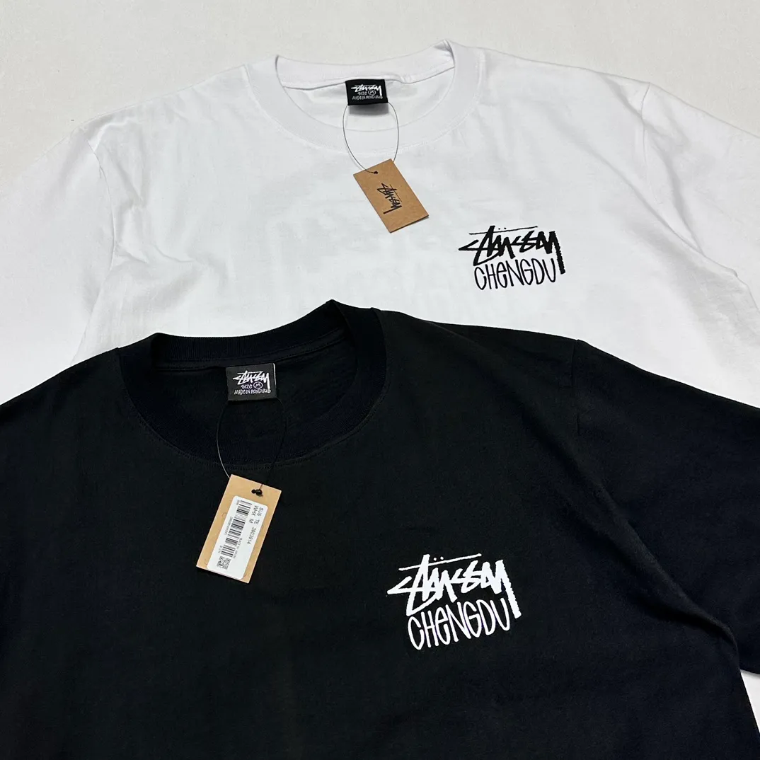 Lion T-shirt STUSSY 24FW CHENGDU CHAPTER TEE Chengdu limited short-sleeved Tee black and white S-XL