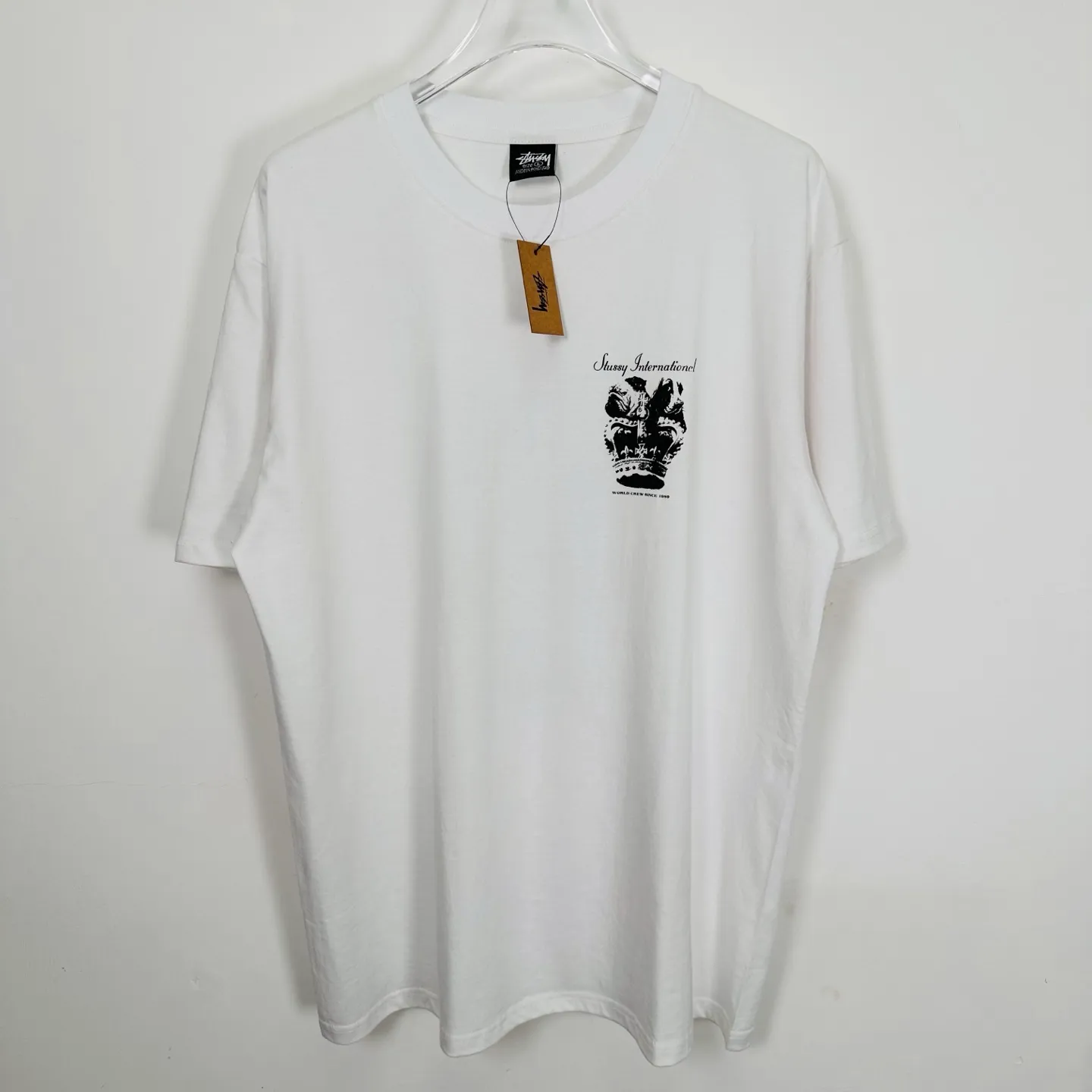 Spot goods! Crown Dog T-shirt STUSSY SS25 DOG CROWN TEE Black and White S- XL