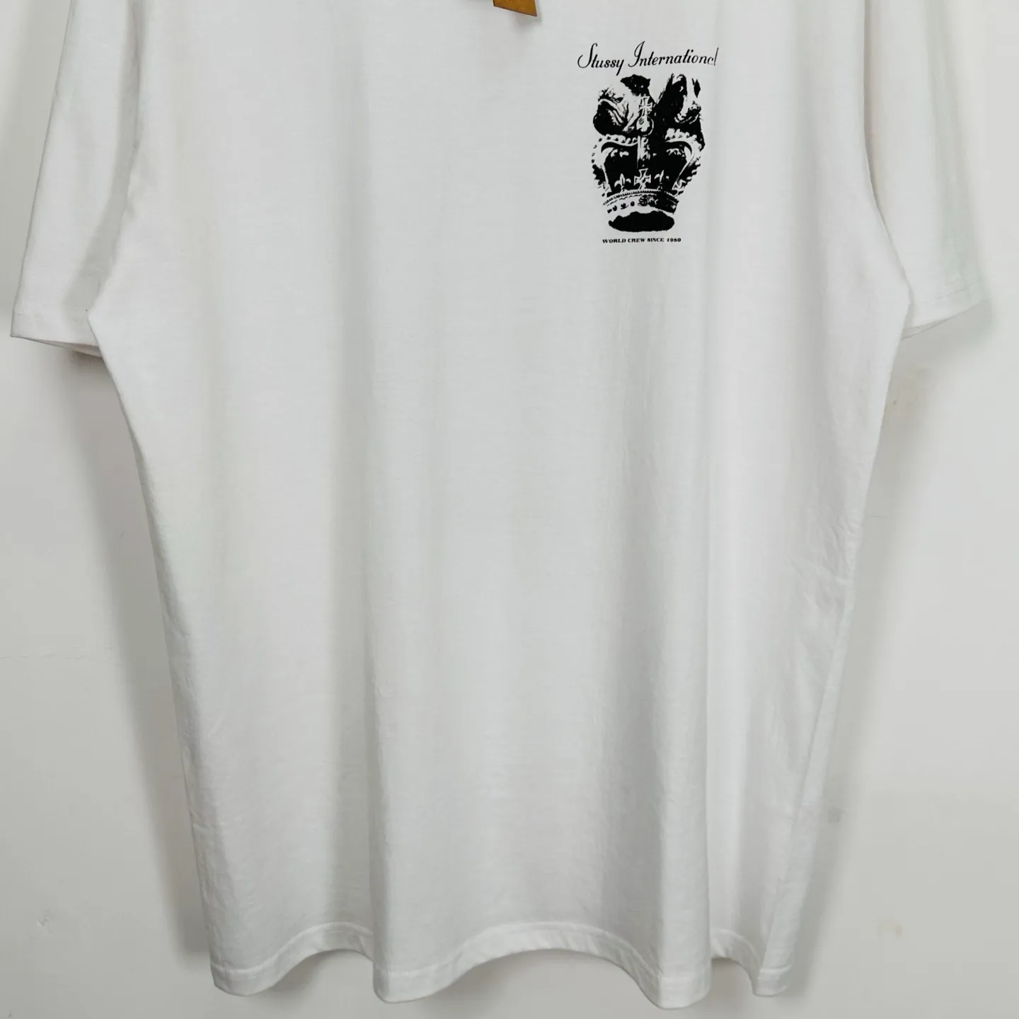 Spot goods! Crown Dog T-shirt STUSSY SS25 DOG CROWN TEE Black and White S- XL