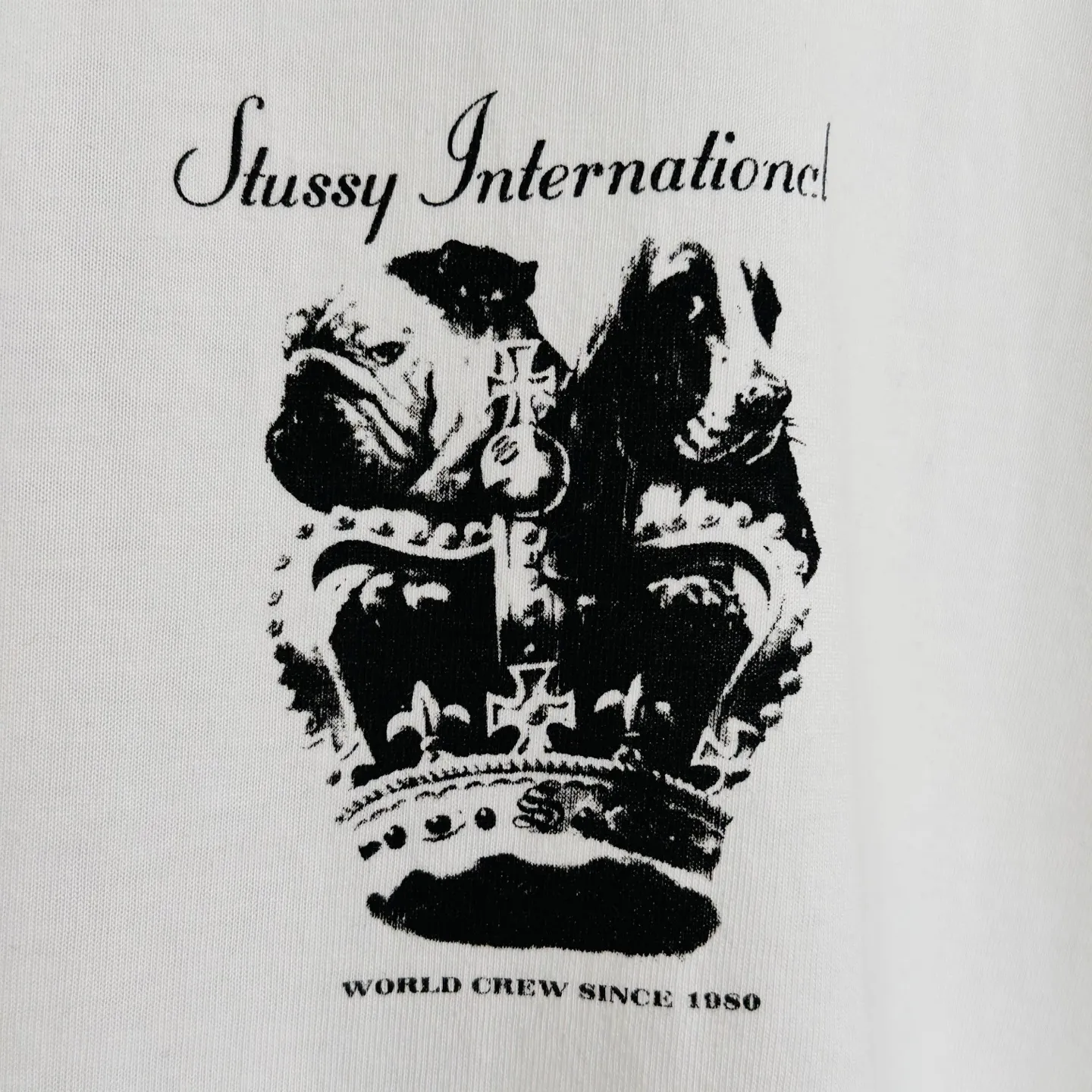 Spot goods! Crown Dog T-shirt STUSSY SS25 DOG CROWN TEE Black and White S- XL