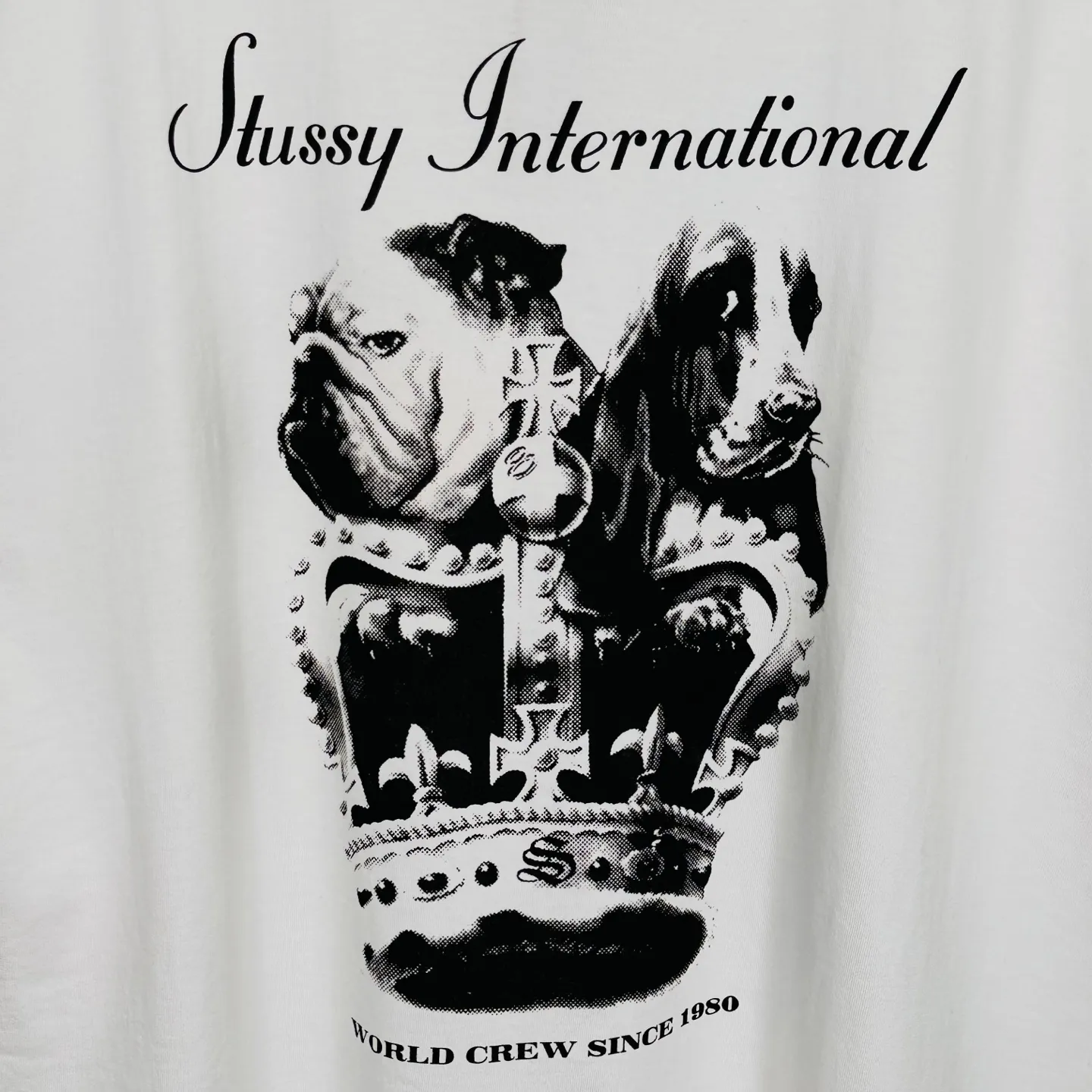 Spot goods! Crown Dog T-shirt STUSSY SS25 DOG CROWN TEE Black and White S- XL