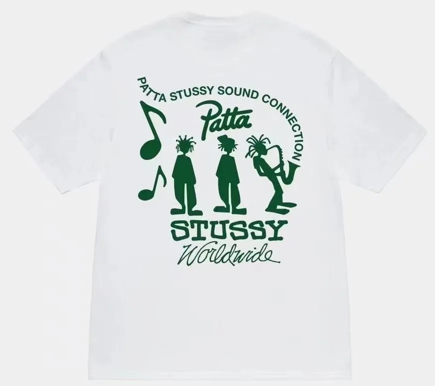 STUSSY X PATTA joint model SS24 TEE musician T-shirt black and white S-XL