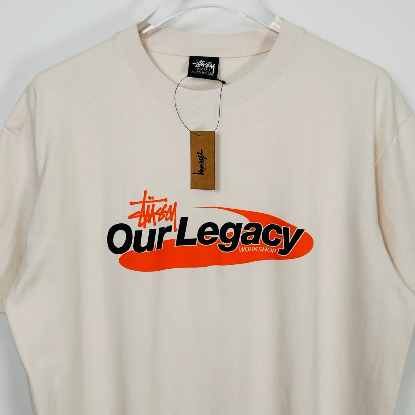 OL joint T-shirt STUSSY x OUR LEGACY joint model SS25 WORK SHOP SWIRL TEE PIGMENT DYED printed short-sleeved TEE off-white black S- XL