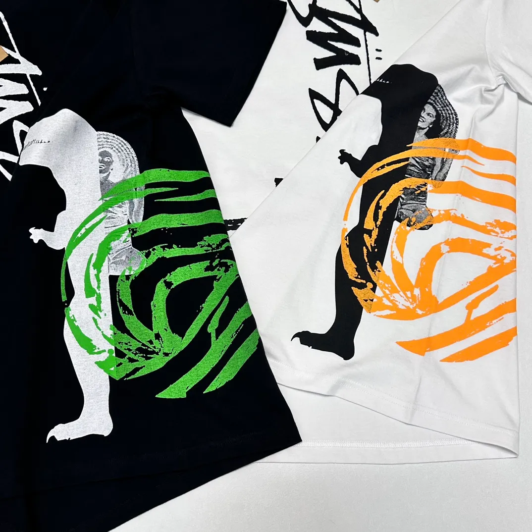 STUSSY X DAVID SS24 joint model CARSON DINO TEE dinosaur digital print short-sleeved Tee black and white S-XL