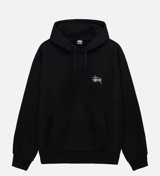 Graffiti word sweatshirt Stussy FW24 BUILT IN USA HOODIE English logo on the back plus velvet hooded sweatshirt/hoodie black gray blue S-XL