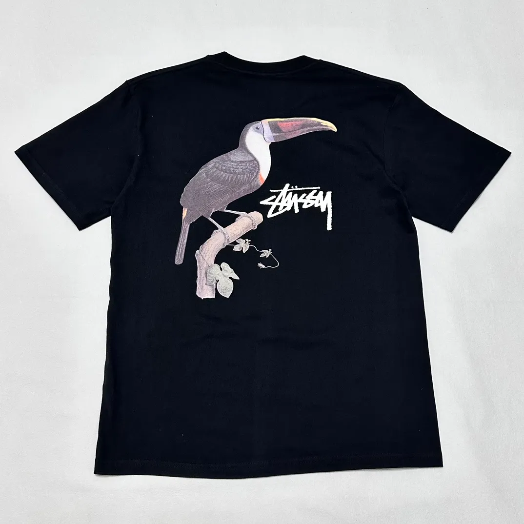 STUSSY SS24 Animal Series TOUCAN TEE Toucan T-shirt Black and White S-XL