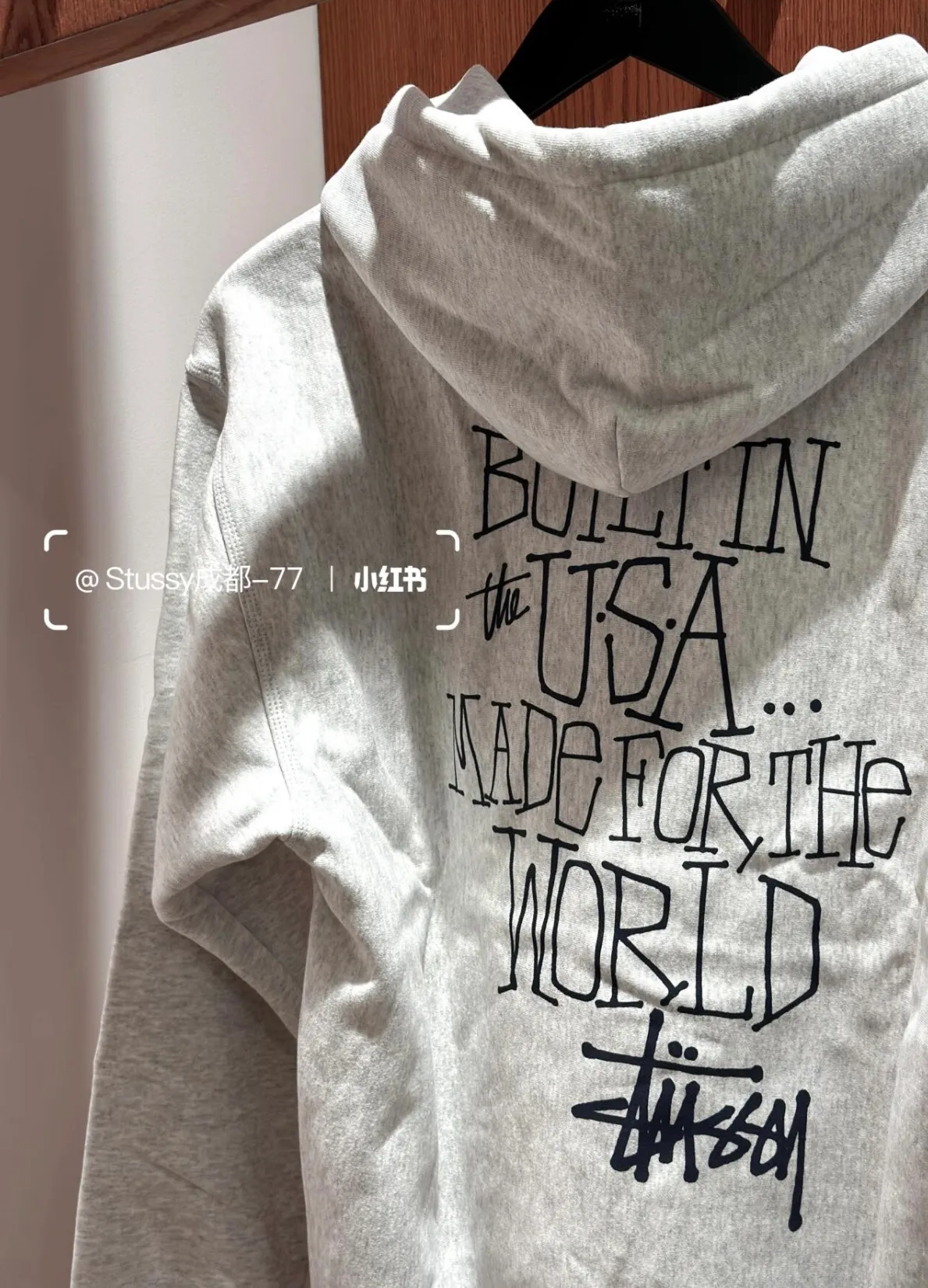 Graffiti word sweatshirt Stussy FW24 BUILT IN USA HOODIE English logo on the back plus velvet hooded sweatshirt/hoodie black gray dark blue S-XL