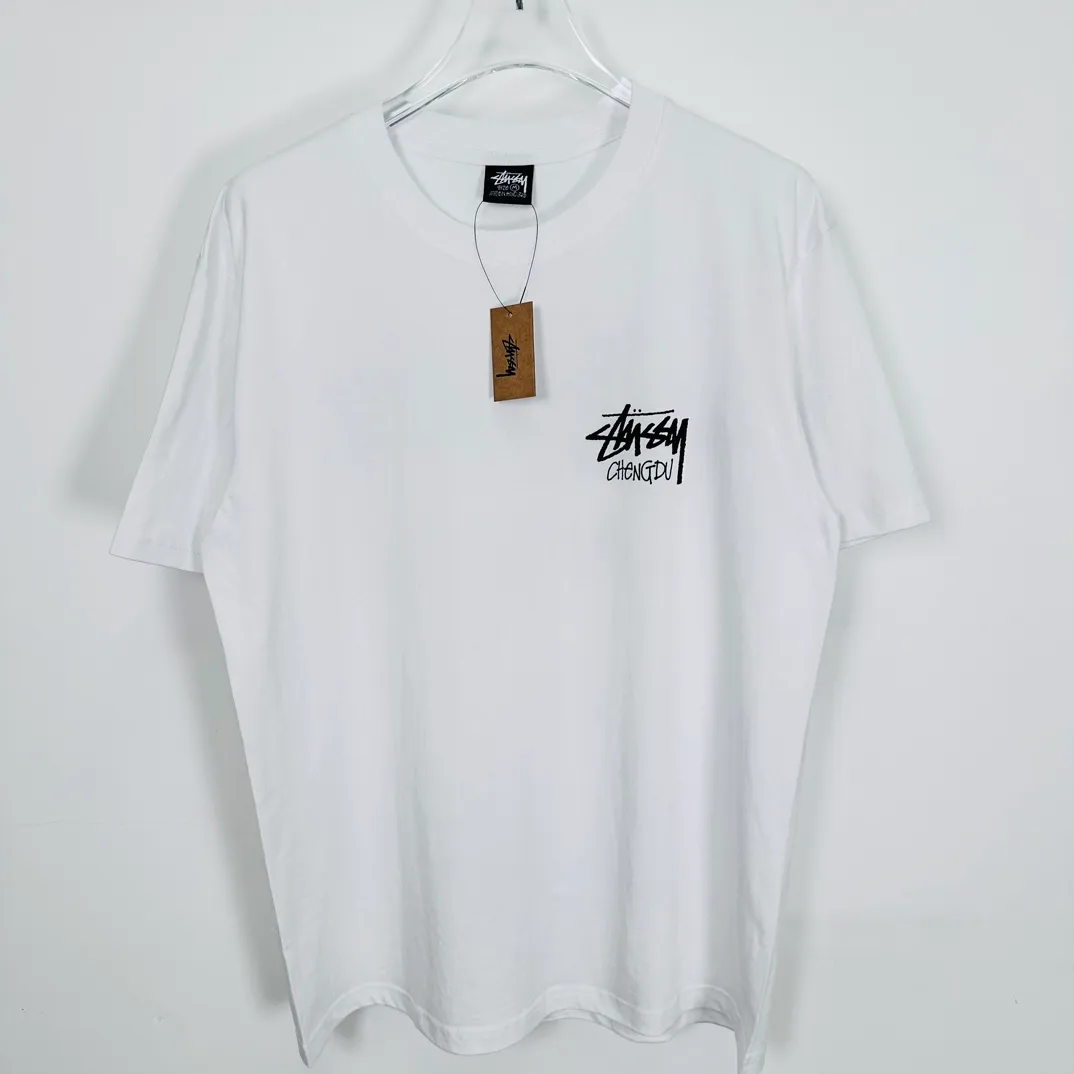 Chengdu limited TEE STUSSY FW24 CHENGDU TEE classic words Chengdu limited short sleeves black and white S-XL