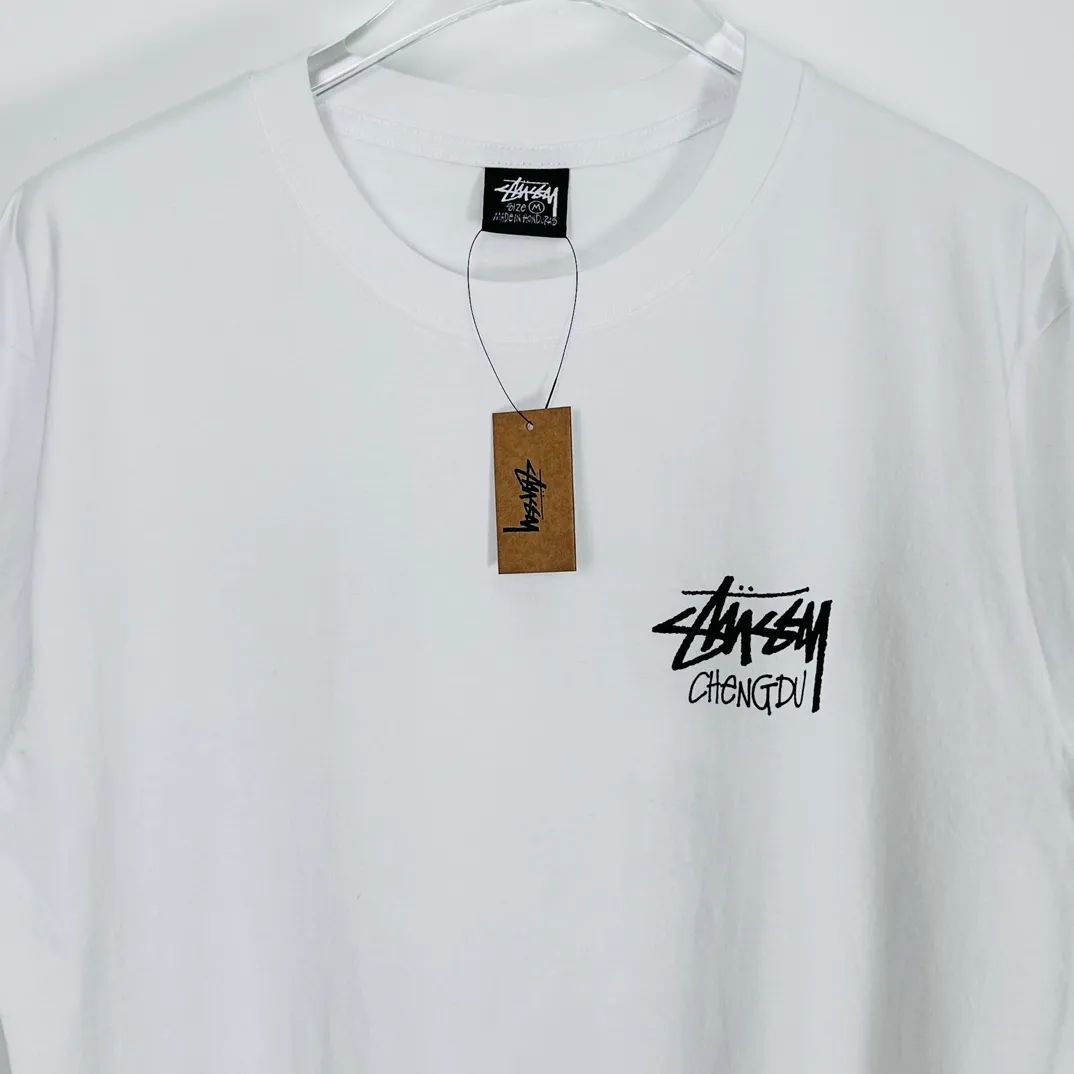 Chengdu limited TEE STUSSY FW24 CHENGDU TEE classic words Chengdu limited short sleeves black and white S-XL