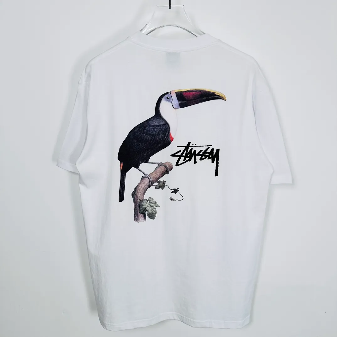 Spot goods! STUSSY SS24 Animal Series TOUCAN TEE Toucan T-shirt Black and White S-XL