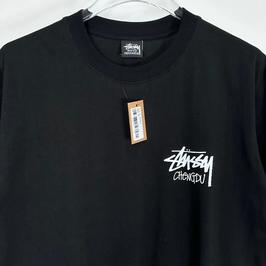 Chengdu limited TEE STUSSY FW24 CHENGDU TEE classic words Chengdu limited short sleeves black and white S-XL