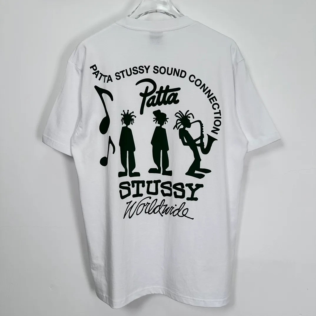 STUSSY X PATTA joint model SS24 TEE musician T-shirt black and white S-XL