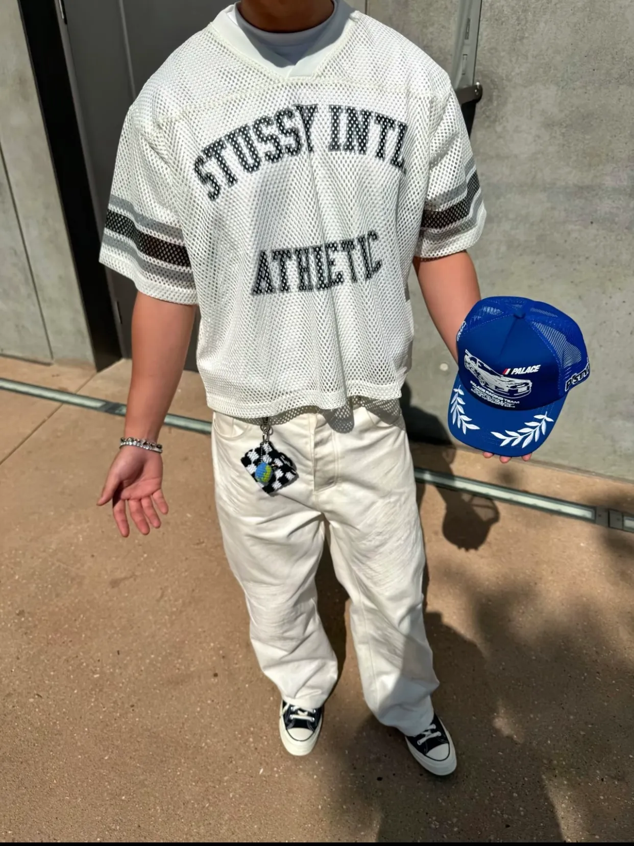 Mesh V-neck T-shirt Stussy SS25 STÜSSY INTERNATIONAL TEAM JERSEY V-neck mesh retro letter short sleeves black and white S-XL
