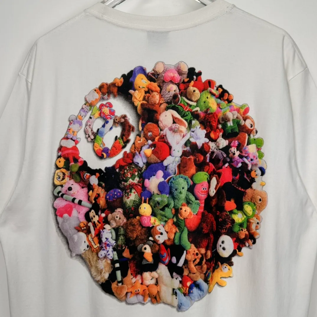 Stussy 23SS PLUSH TEE Doll logo No. 8 ball printed short-sleeved Tee black and white M L XL