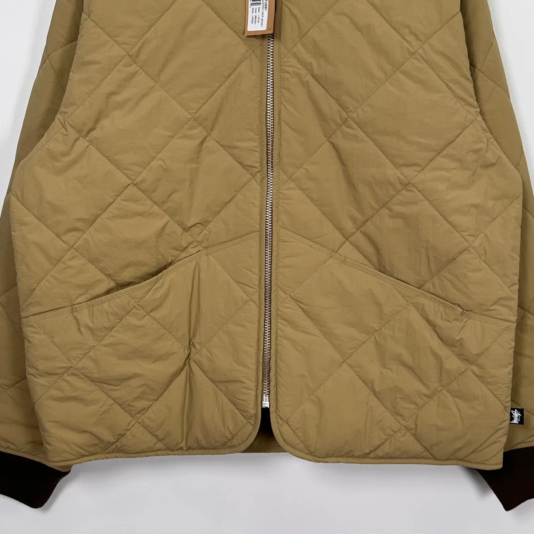 STUSSY 23FW 🎱 BALL QUILTED LINER JACKET Black 8 billiard zipper cotton coat/jacket Size: Black S M Khaki M L XL