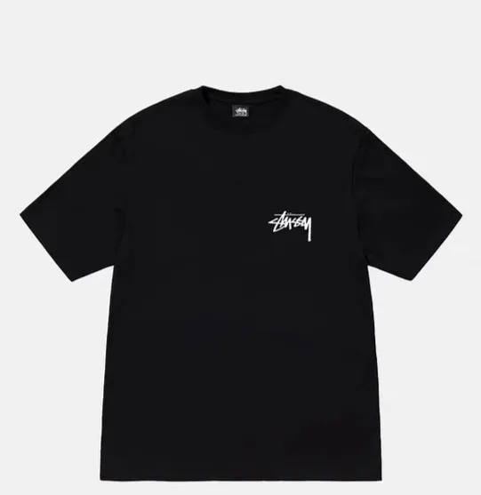 Stussy 23SS PLUSH TEE Doll logo No. 8 ball printed short-sleeved Tee black and white M L XL
