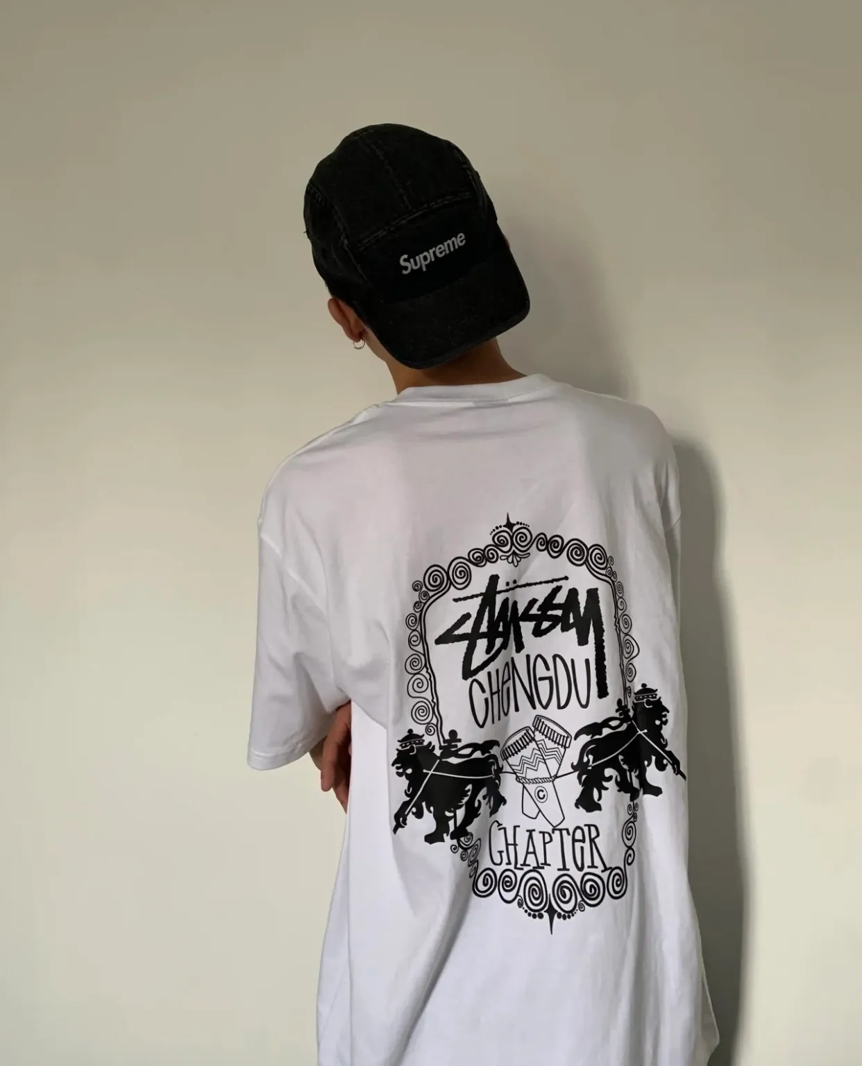 Spot goods! Lion T-shirt STUSSY 24FW CHENGDU CHAPTER TEE Chengdu limited short-sleeved Tee black and white S-XL