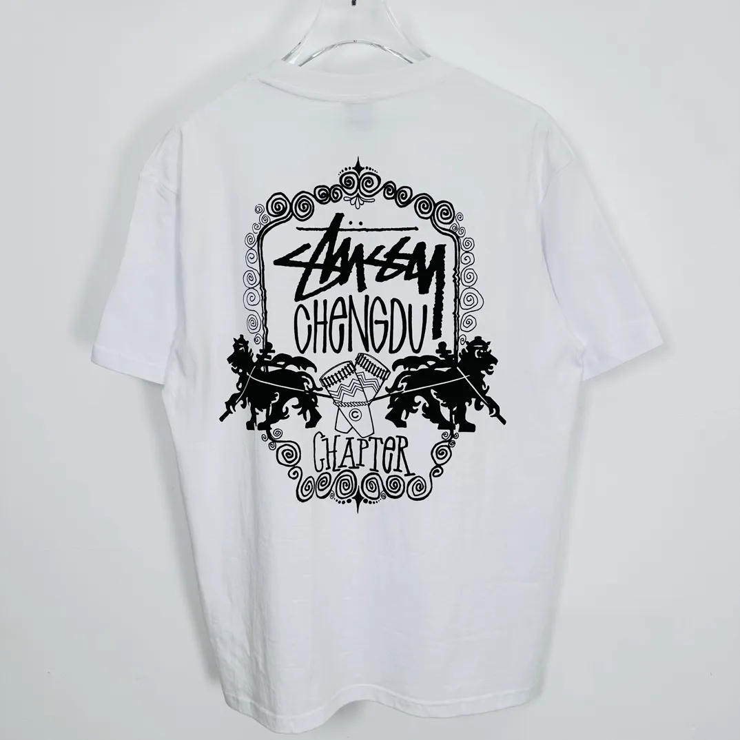 Spot goods! Lion T-shirt STUSSY 24FW CHENGDU CHAPTER TEE Chengdu limited short-sleeved Tee black and white S-XL