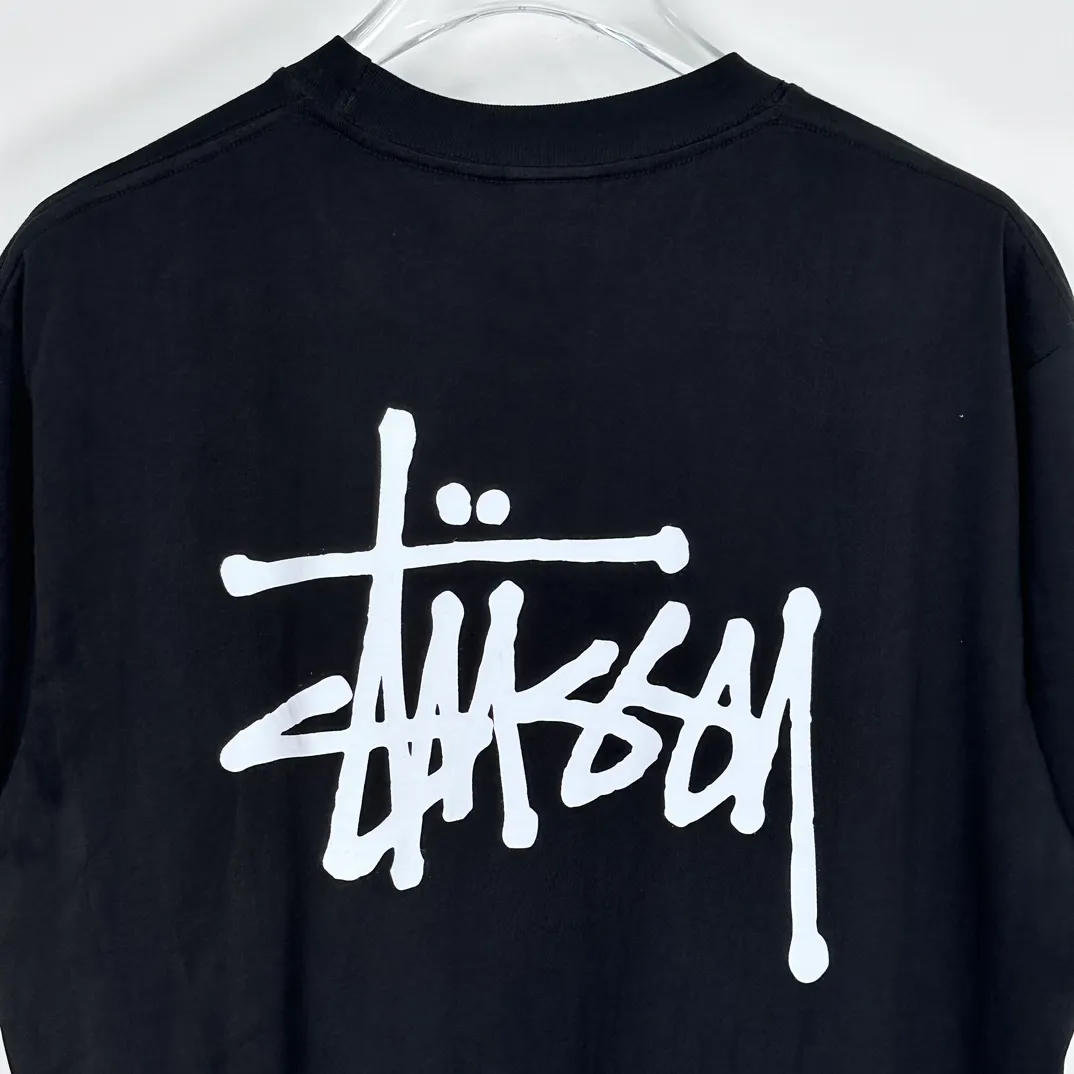 Spot goods! Stussy SS24 Basic StÜssy Tee classic letter Logo printed short-sleeved T-shirt couple style black and white dark blue S-XL