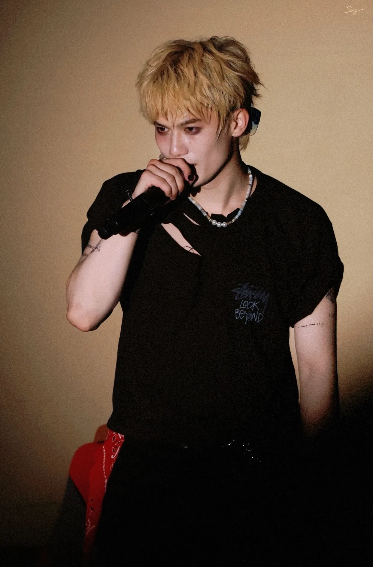 Sun T-shirt STUSSY SS25 LOOK BEYOND TEE PIGMENT DYED Double S sun short-sleeved TEE black and white S- XL