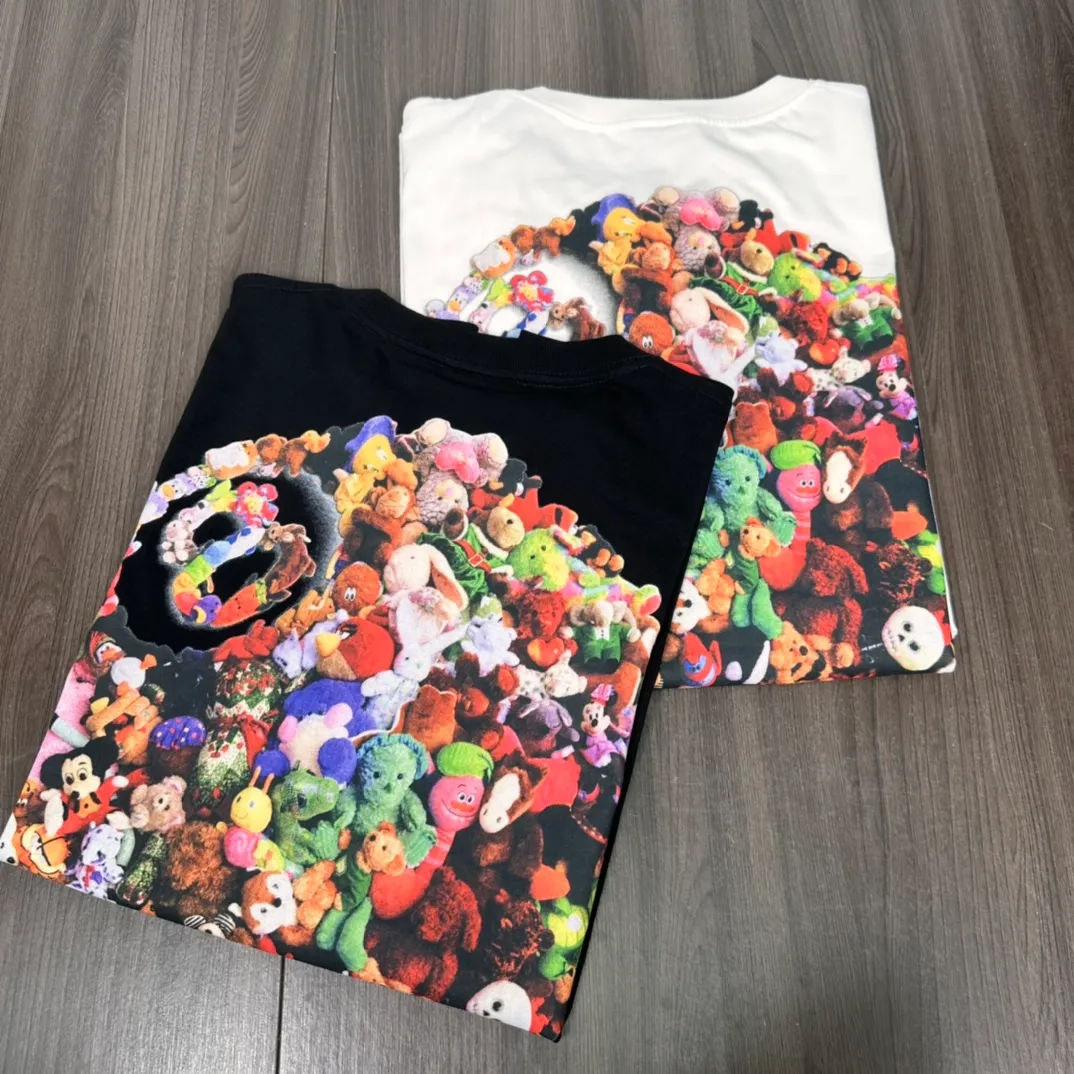 STUSSY 23SS PLUSH TEE doll logo No. 8 ball short-sleeved Tee black and white S-XL