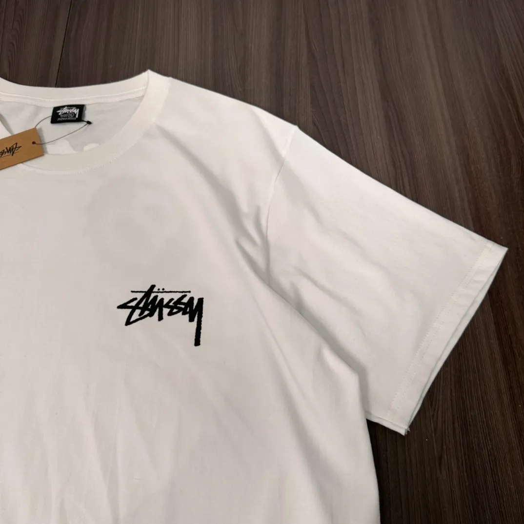 STUSSY 23SS PLUSH TEE doll logo No. 8 ball short-sleeved Tee black and white S-XL