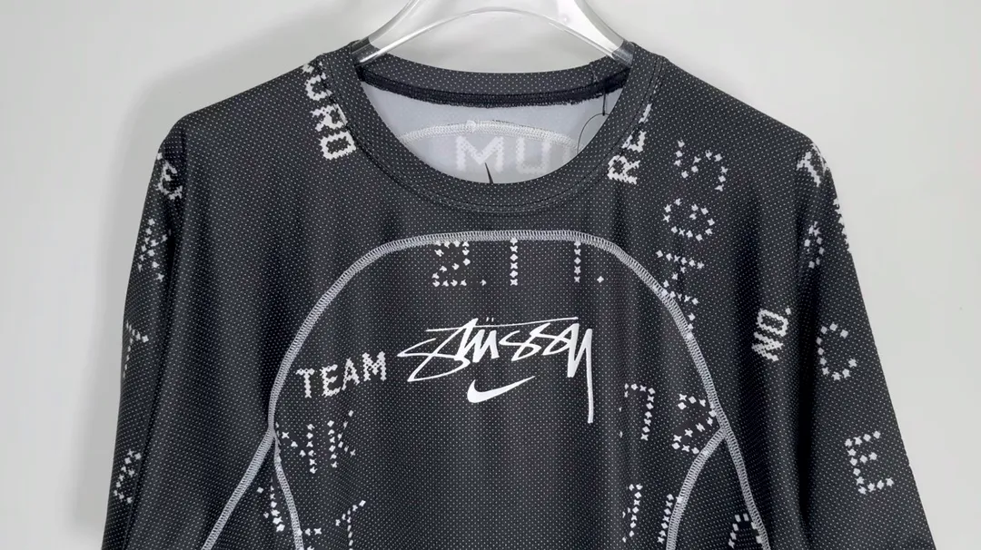 Nike x Stüssy joint model printed quick-drying short-sleeved T-shirt for men and women, black S-XL