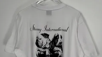 Crown Dog T-shirt STUSSY SS25 DOG CROWN TEE Black and White S- XL