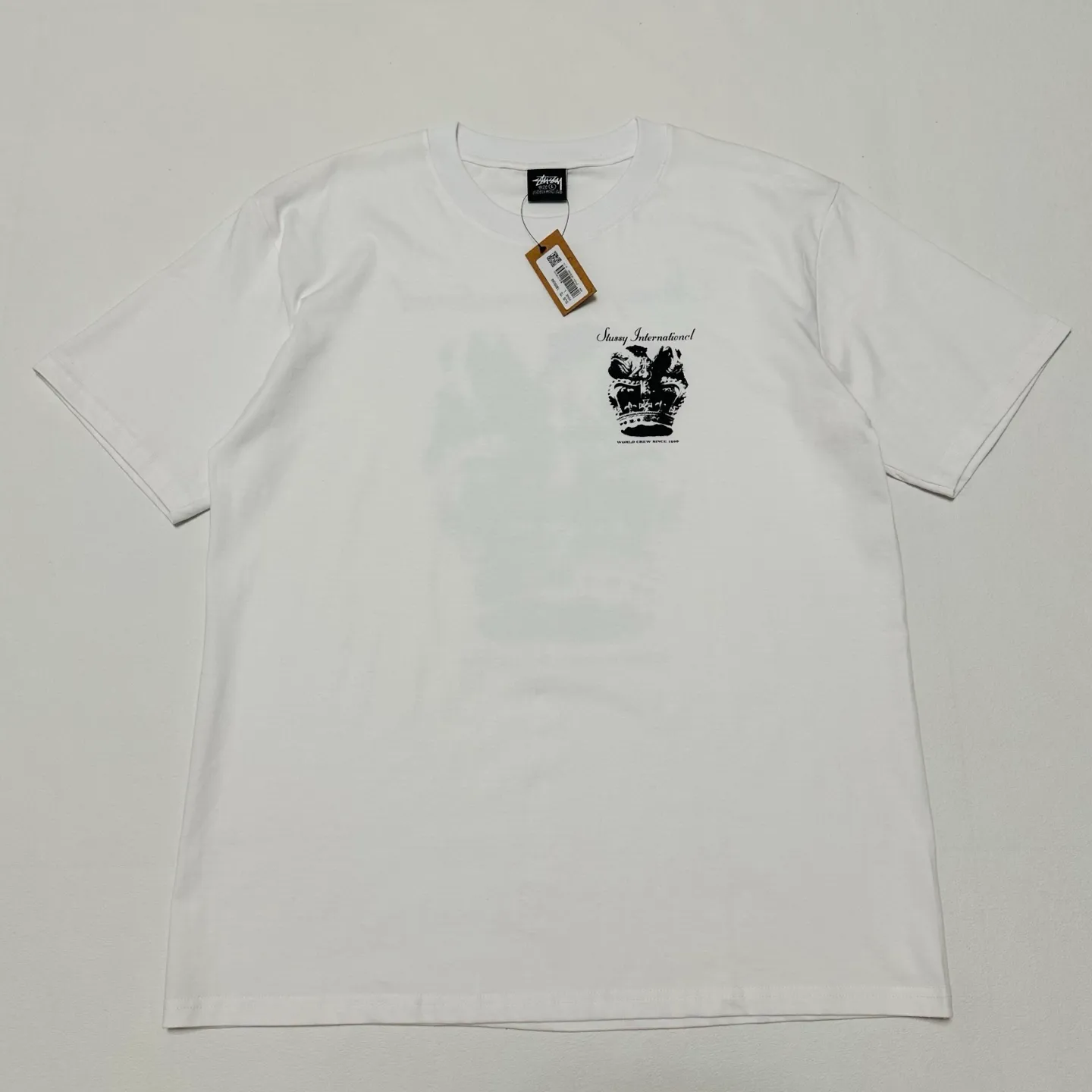 Crown Dog T-shirt STUSSY SS25 DOG CROWN TEE Black and White S- XL