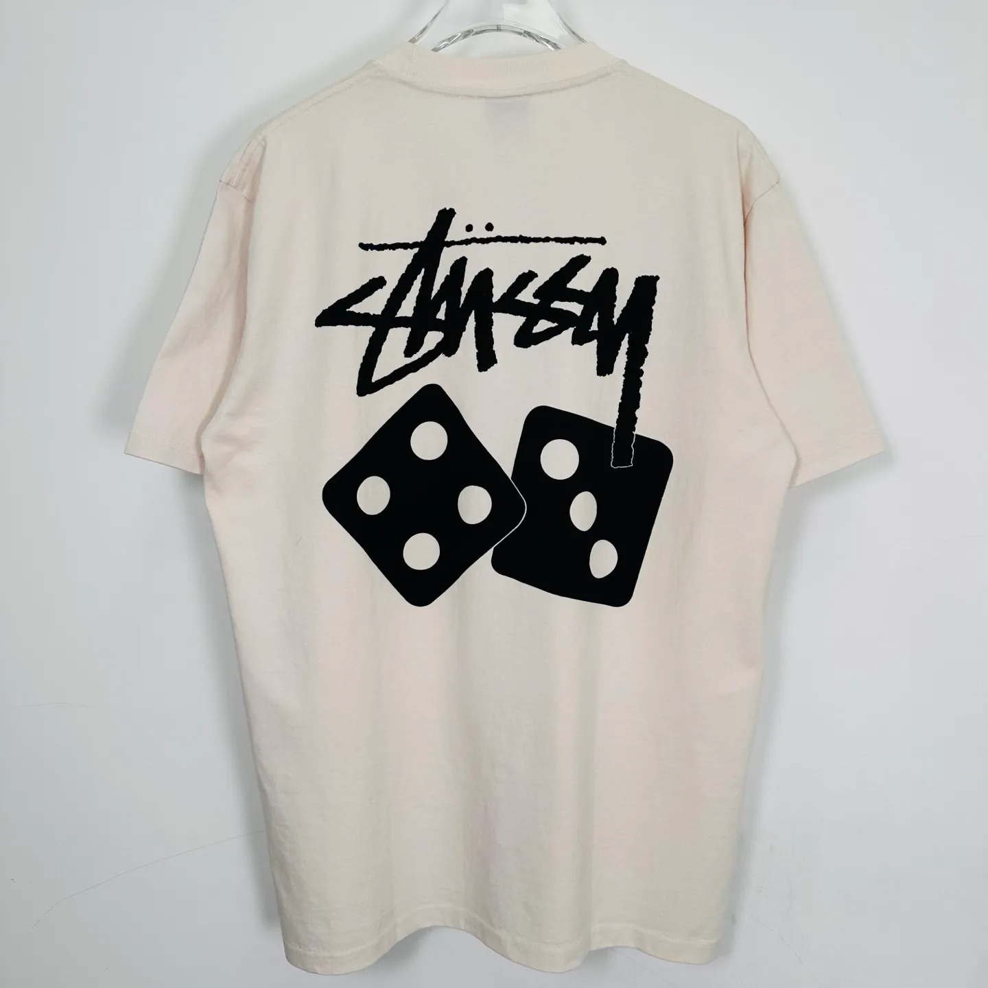 STUSSY SS25 DICE TEE PIGMENT DYED dice letter pattern printed short-sleeved T-shirt black off-white S-XL