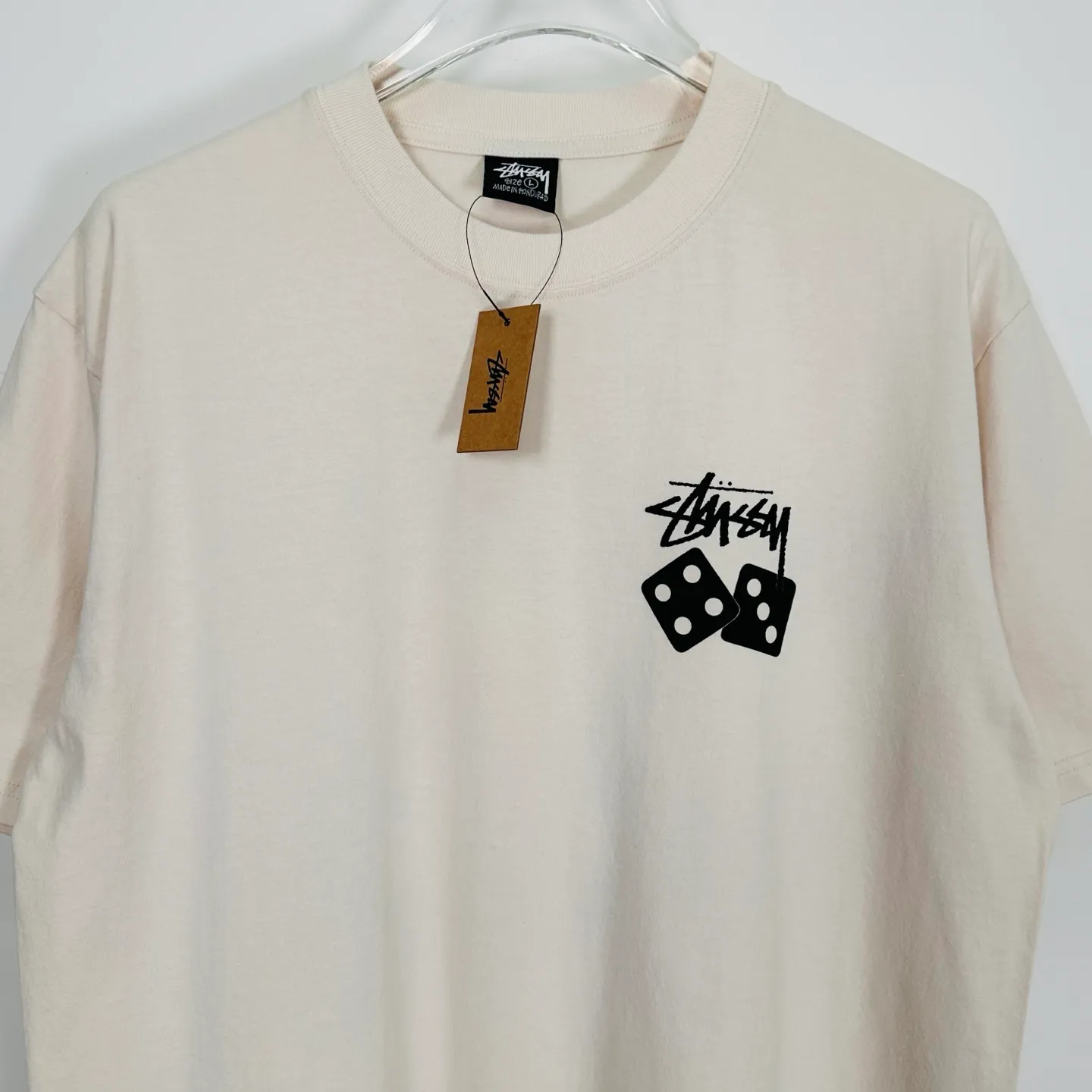 STUSSY SS25 DICE TEE PIGMENT DYED dice letter pattern printed short-sleeved T-shirt black off-white S-XL