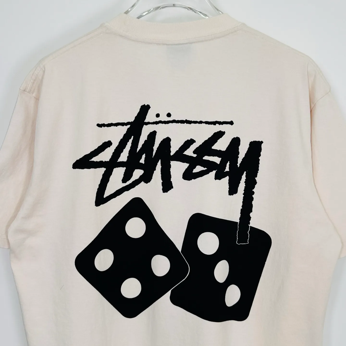 STUSSY SS25 DICE TEE PIGMENT DYED dice letter pattern printed short-sleeved T-shirt black off-white S-XL