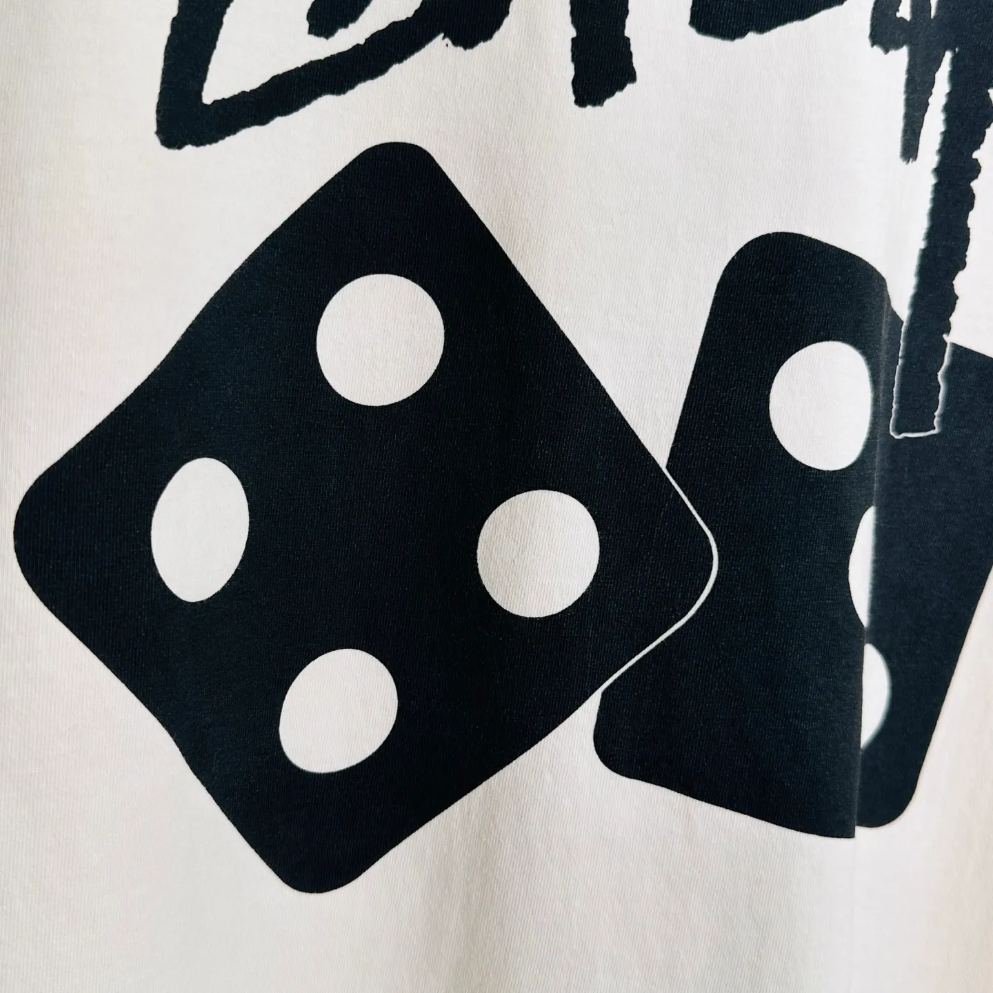 STUSSY SS25 DICE TEE PIGMENT DYED dice letter pattern printed short-sleeved T-shirt black off-white S-XL
