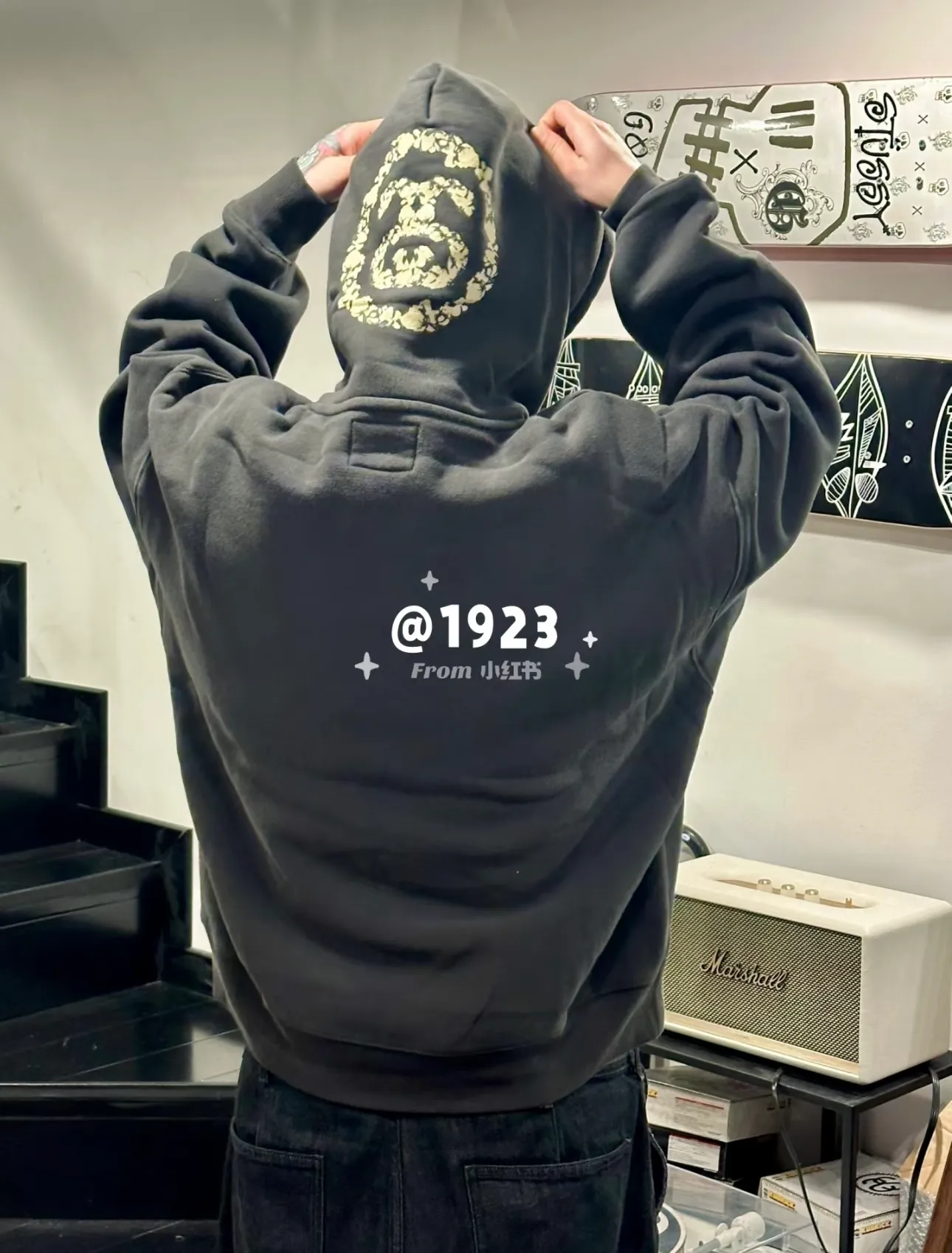 DT sweatshirt STUSSY X DENIM TEARS joint model SS25 GRAPHIC HOODIE sweatshirt/hoodie black gray S- XL